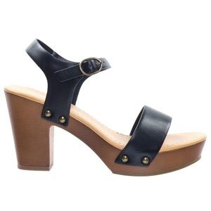 Soda Bold Buckles Studded Heel Sandal